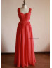 Red Backless Long Chiffon Prom Dress